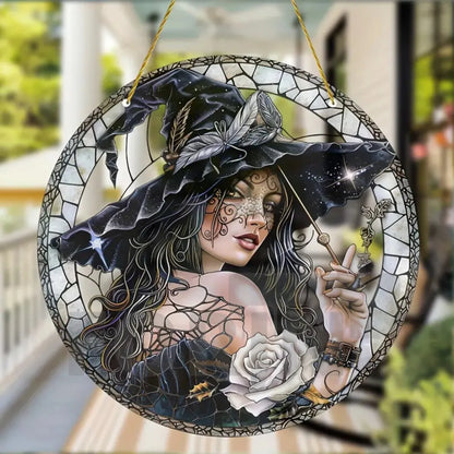 Magic Moonlit Witch & Broom Suncatcher