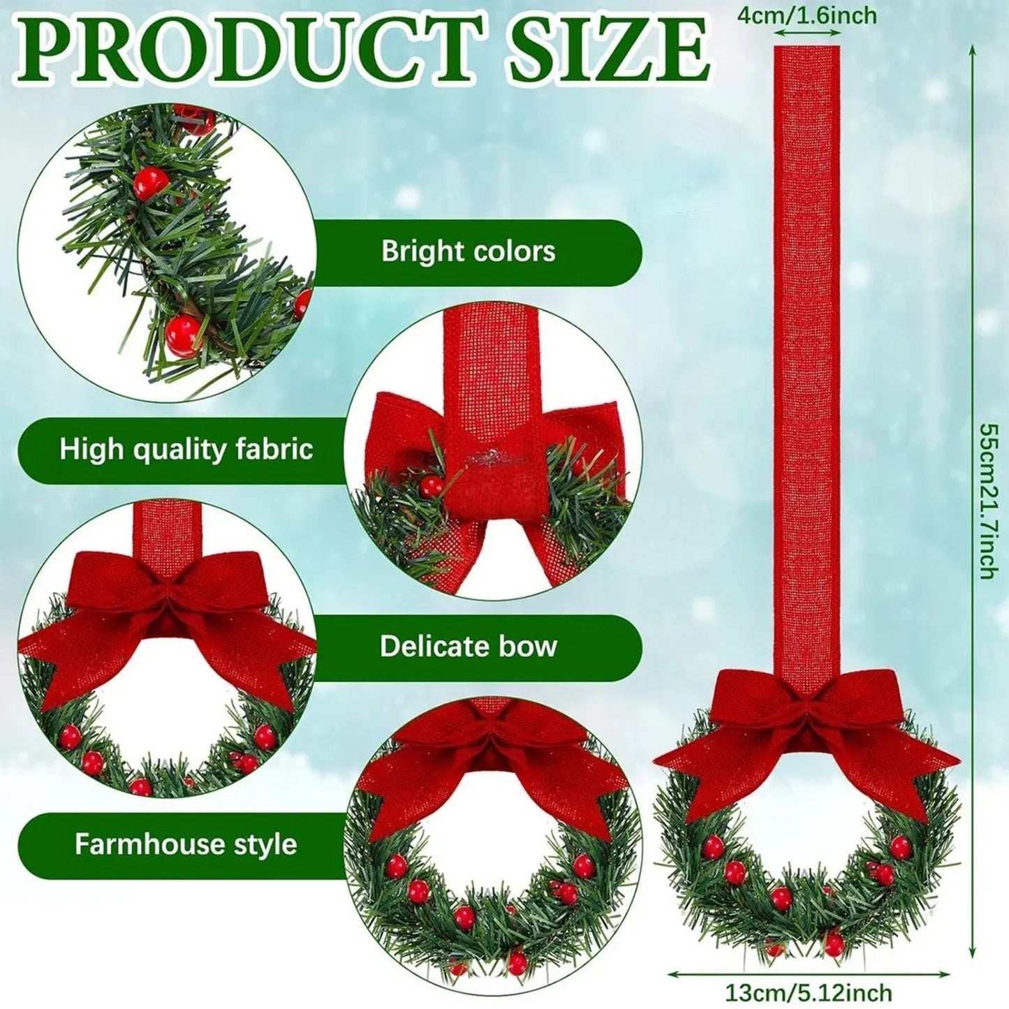 Mini Christmas Wreaths for Cabinets (6 pcs)
