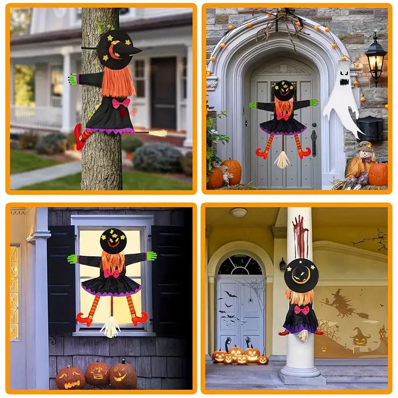 Halloween Orange Hair Witch Climbing Tree