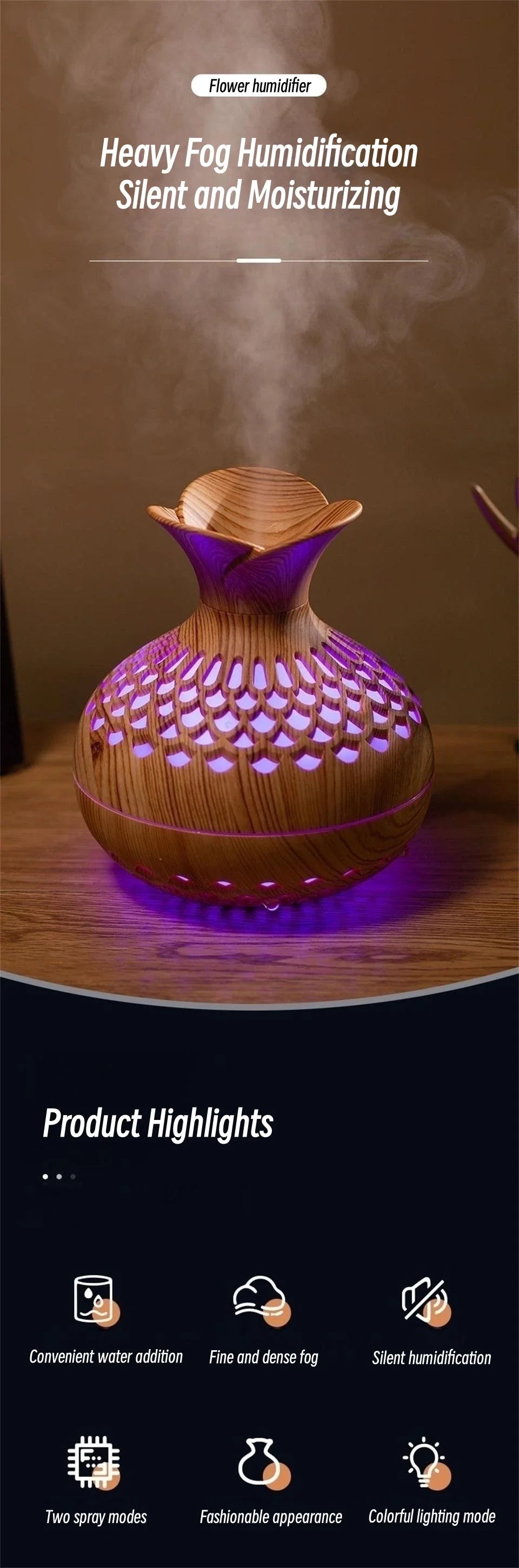 Wood Grain Ultrasonic Humidifier