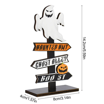 Halloween Wooden Pumpkin Ghost Ornament