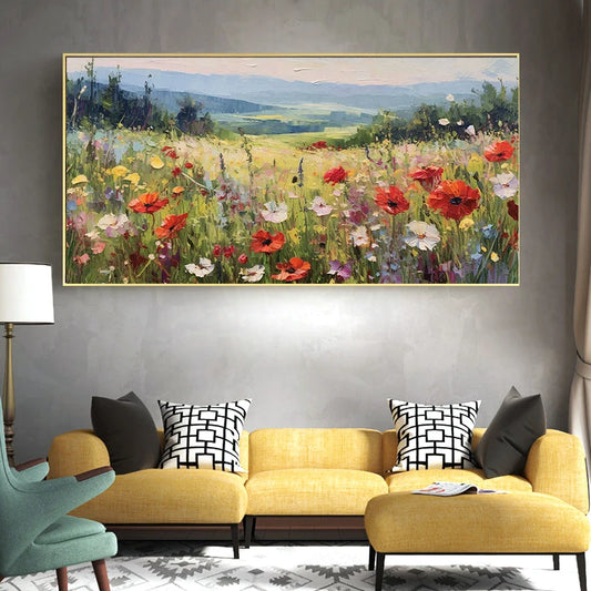 Wildflower Field Landscape Canvas Print (Unframed)