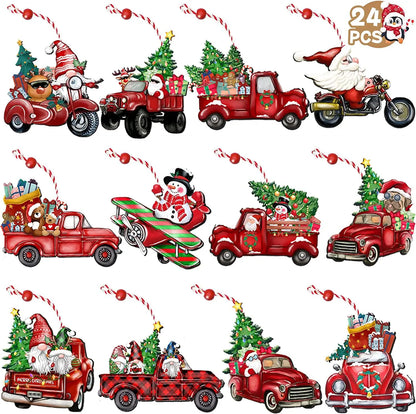 24pcs Wooden Christmas Gnome Ornaments
