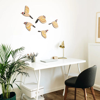 5 Pcs Wooden Bird Wall Art