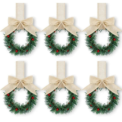 Mini Christmas Wreaths for Cabinets (6 pcs)