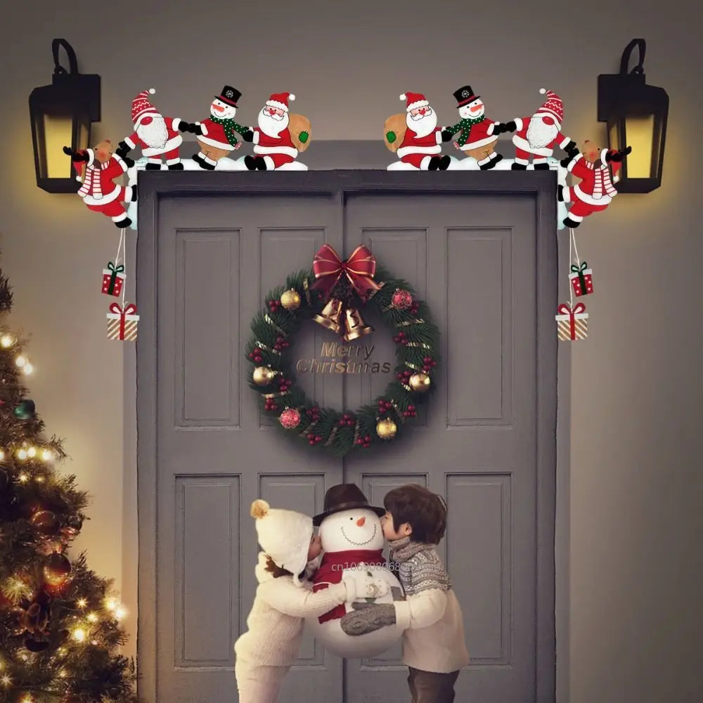 Santa & Snowman Wooden Door Corner Decor