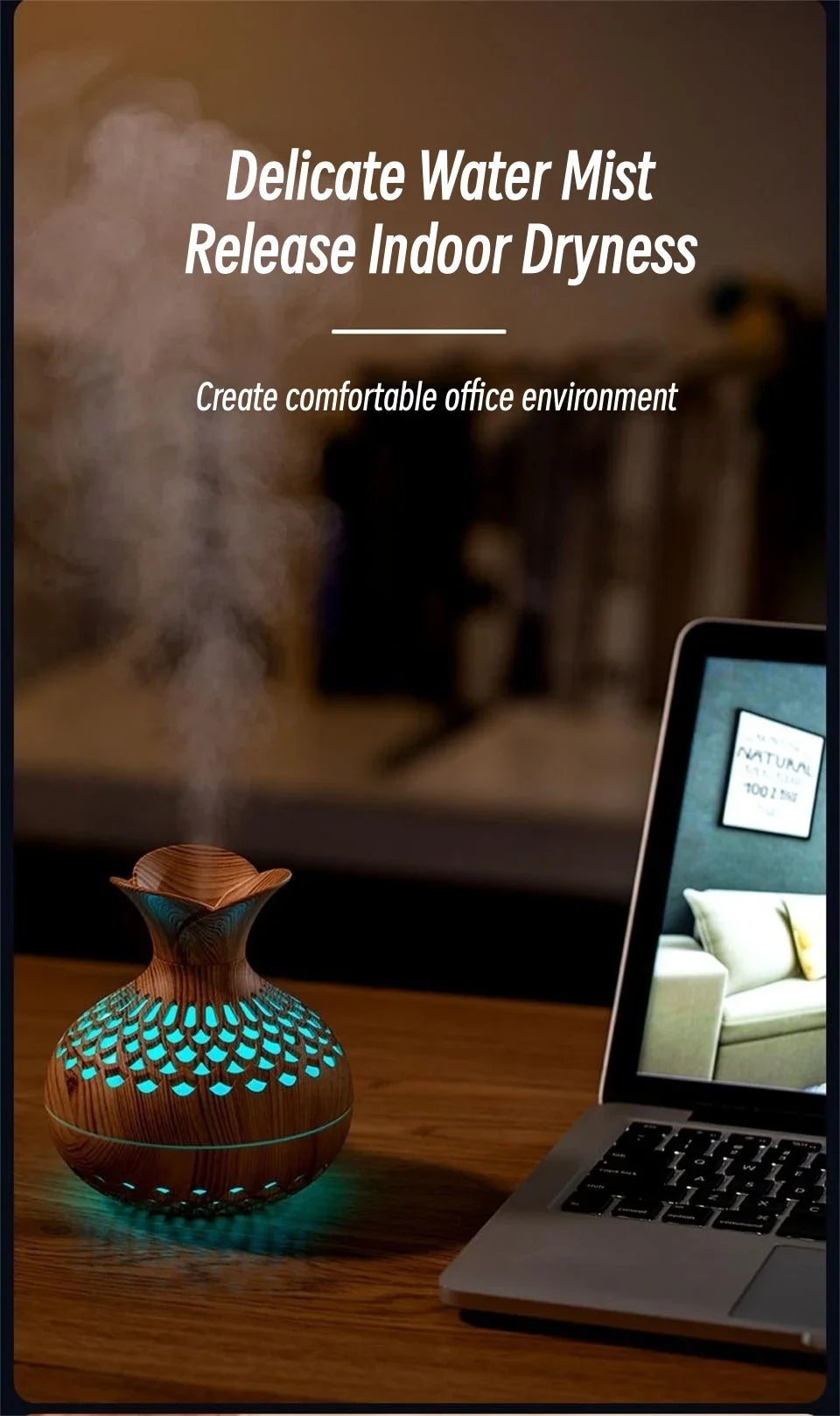 Wood Grain Ultrasonic Humidifier
