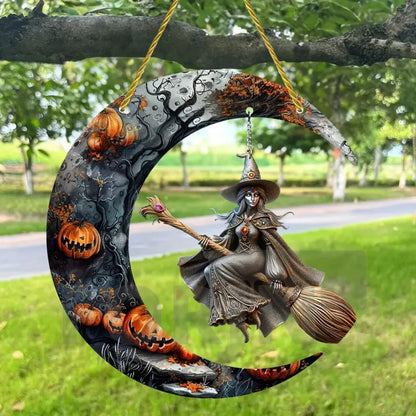 Magic Moonlit Witch & Broom Suncatcher