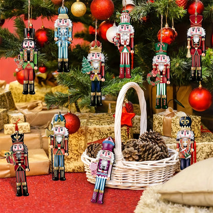 12pcs Wooden Nutcracker Soldier Ornaments