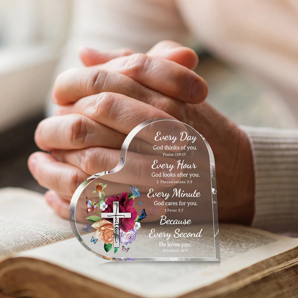 Acrylic Heart Plaque with Bible Verse