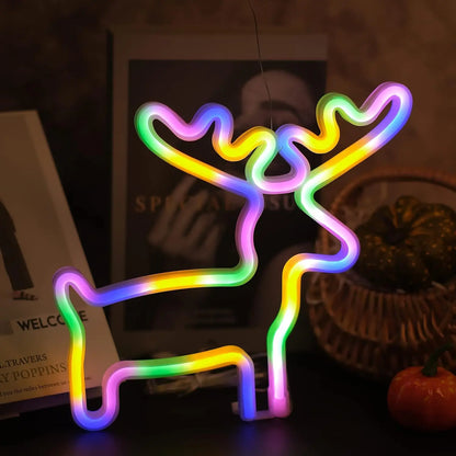 Santa Claus & Elk Christmas LED Lights