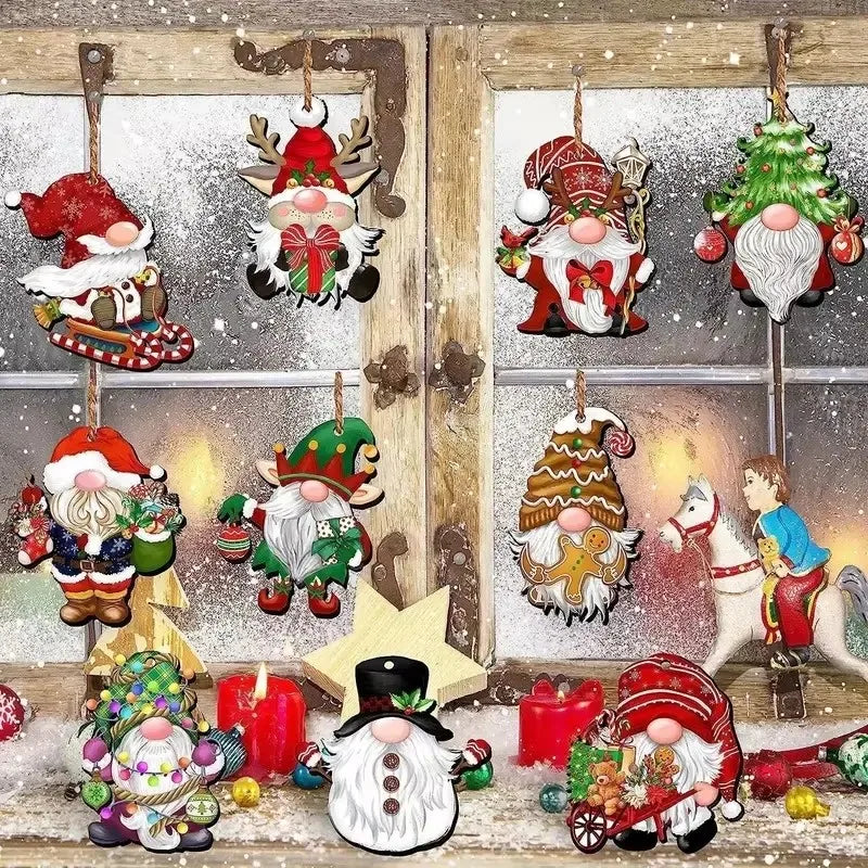 24pcs Wooden Christmas Gnome Ornaments