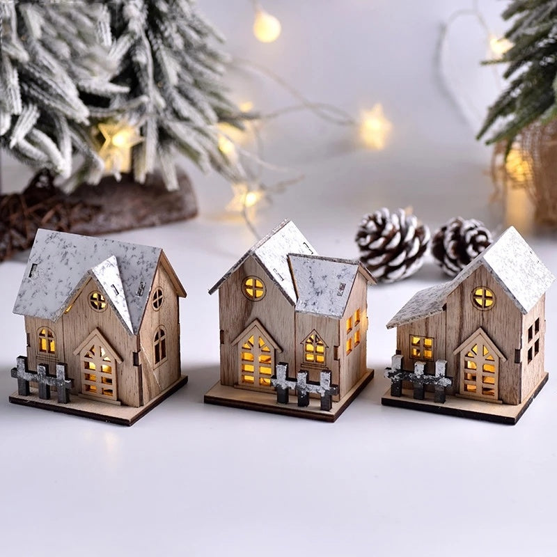 Christmas LED Wooden House Light