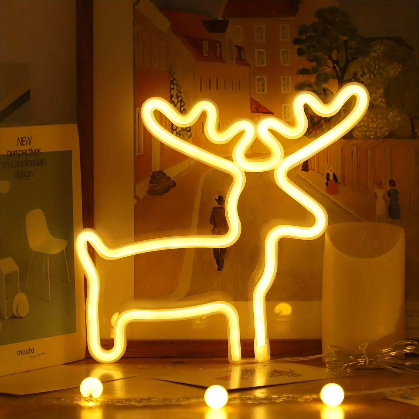 Santa Claus & Elk Christmas LED Lights